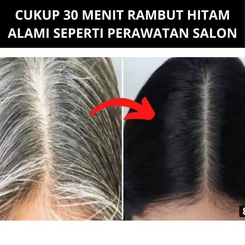 Perbandingan rambut beruban sebelum dan sesudah memakai Blackcera