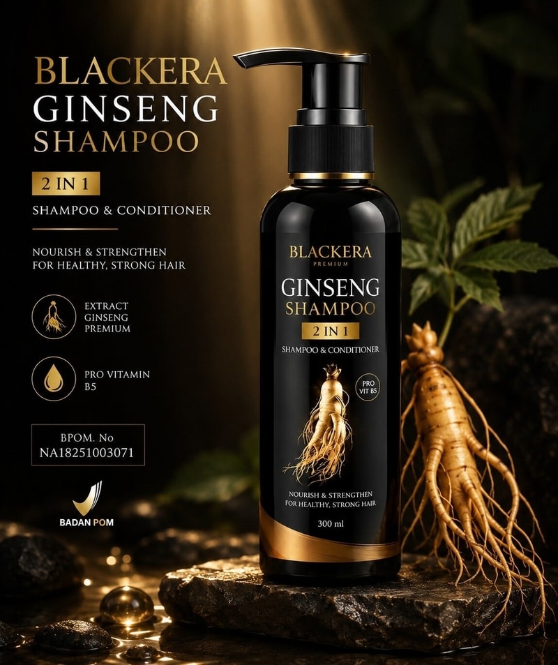 Blackcera Ginseng Shampoo 2 In 1 300 ml terdaftar BPOM